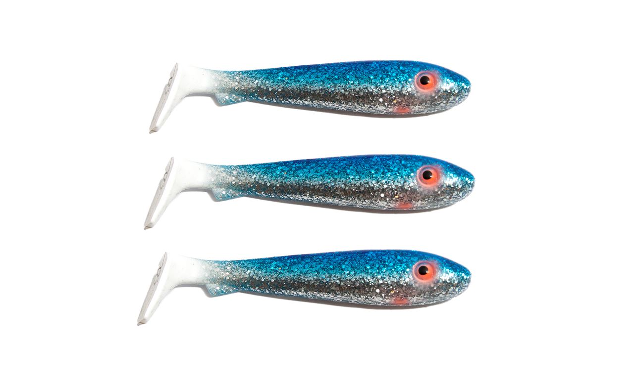 Picture of McRbber Big Bass - White Wiggle - 3 pack