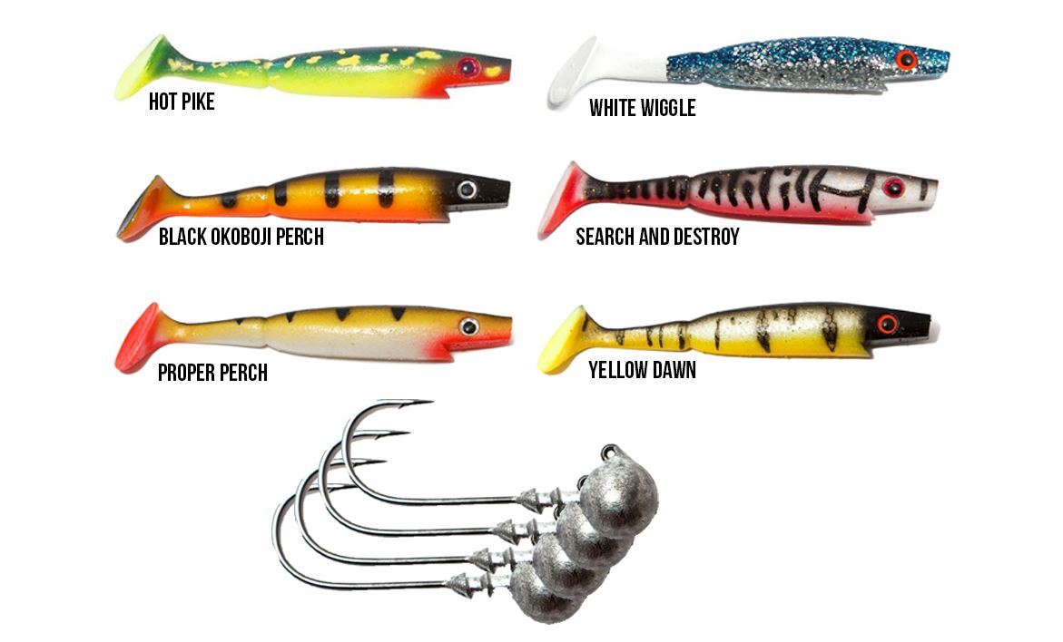 Piglet Shad 6-pack and Jig Heads - Bundle - Kanalgratis